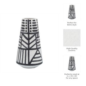 CER, 8" ECLECTIC VASE, BLACK/WHITE 10