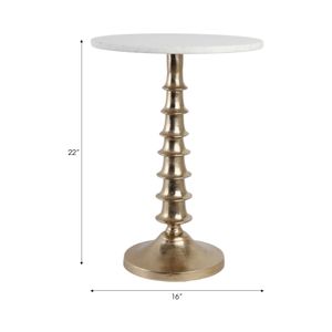 22X16" LAYERED LILYPAD ACCENT TABLE, WHITE/GOLD 9