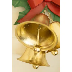 Painted Metal Christmas Bells and Holly Door Hanger 5
