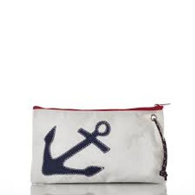 WHITE WRISTLET W ROPE STRAP & JUTE - ANCHOR - NAVY