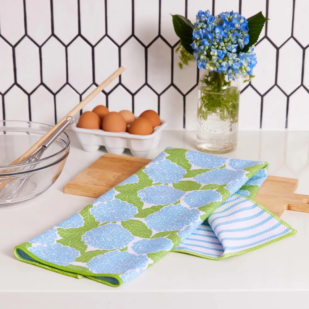 Blue Hydrangea Eco Kitchen Tea Towel