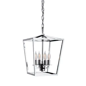 Cage 12″ Wide 4-Light Pendant - Polished Nickel 1