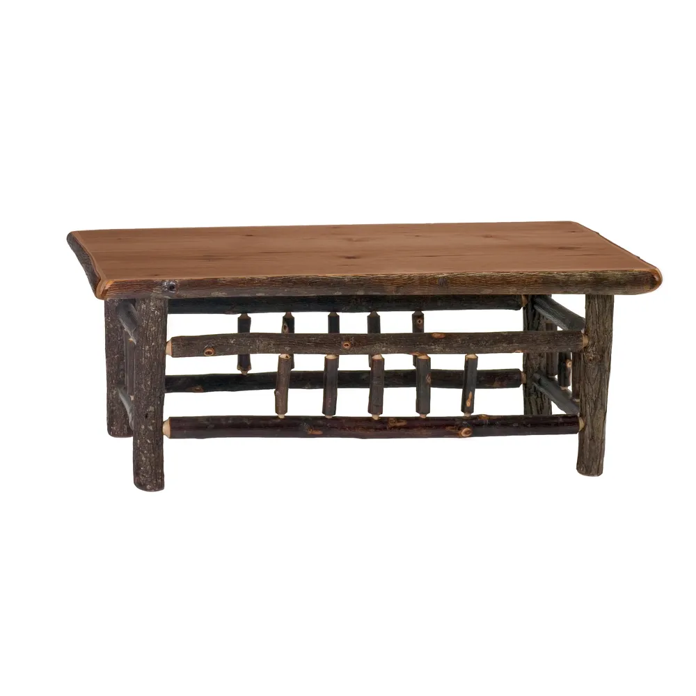 Hickory Log Square Coffee Table - 42-inch - Cognac
