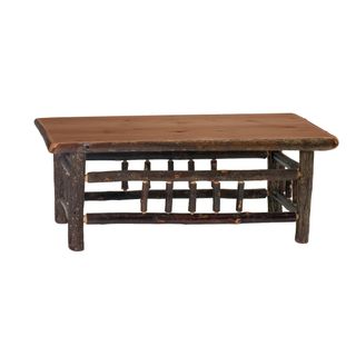 Hickory Log Square Coffee Table - 42-inch - Cognac