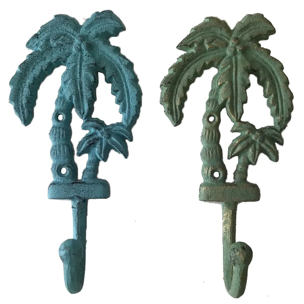 8" CAST IRON PALM TREE HOOK 2-ASST
