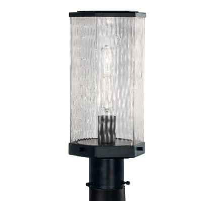 Polygon 12.63″ High 1-Light Outdoor Post Light - Matte Black