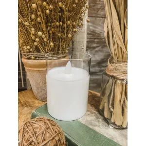 Clear Glass Cylinder Moving Flame LED Candle 3x4in 4