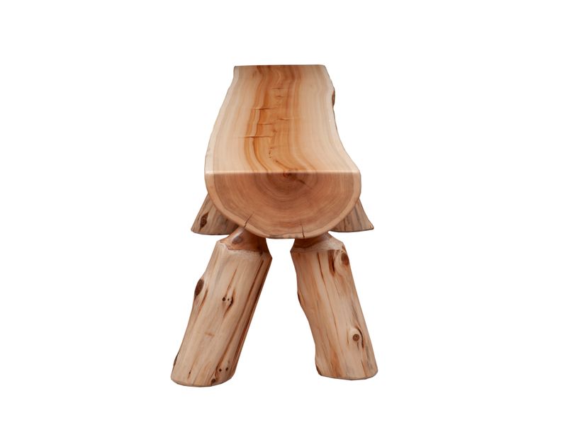 Cedar Log 36-inch Half-log Bench - Wood Seat - Coffee 4