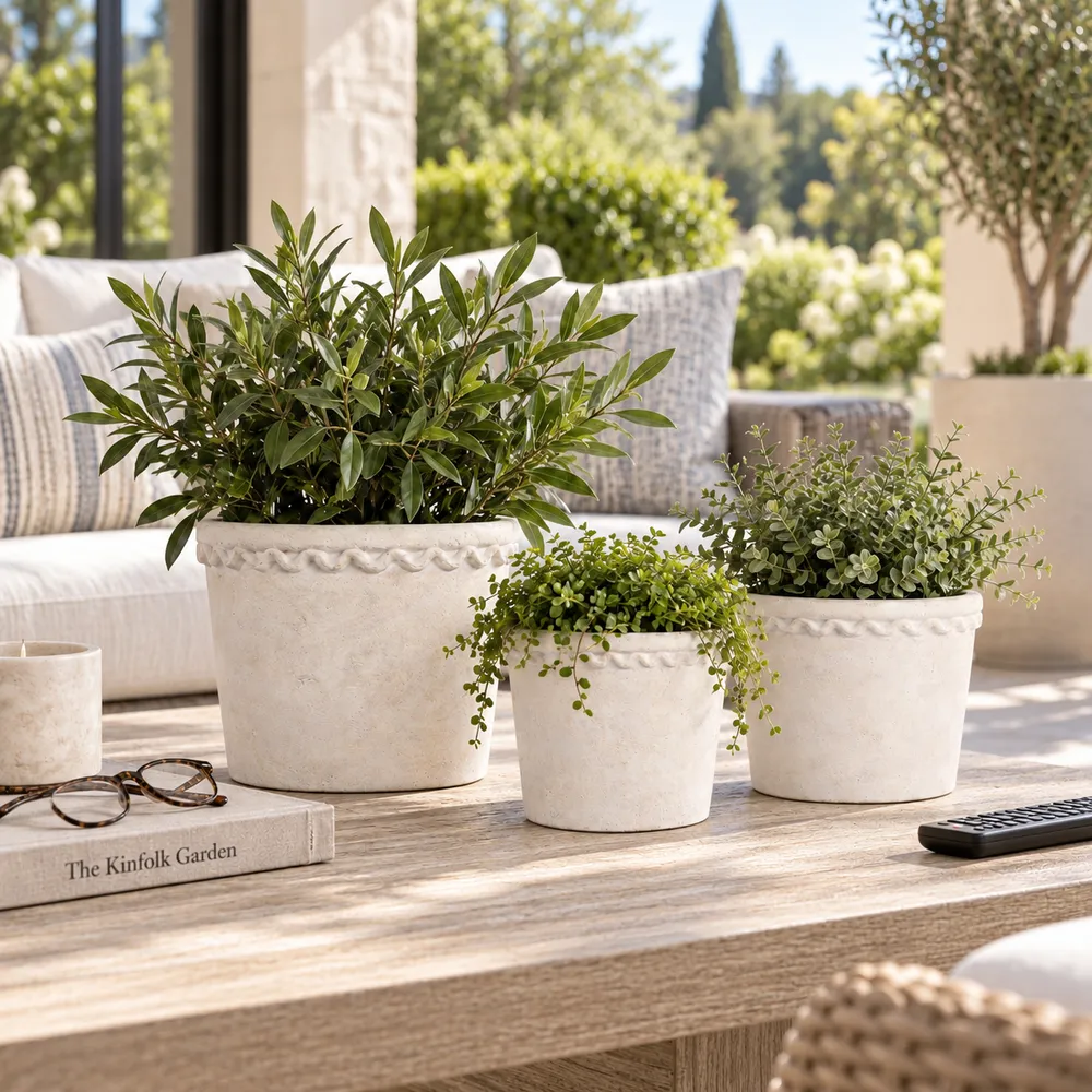 TATESIDE SET OF 3 BROWN PLANTER 8 (IN)