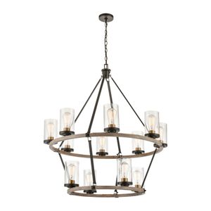 Geringer 36'' Wide 12-Light Chandelier - Charcoal 1