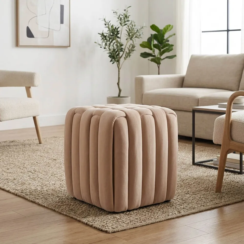 TRENTONSIDE TAN OTTOMAN 18 (IN)