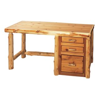 Cedar Log File Desk without keyboard slide - Right Side File - Natural - Armor