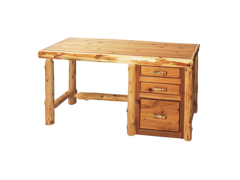 Cedar Log File Desk without keyboard slide - Right Side File - Natural - Armor 2