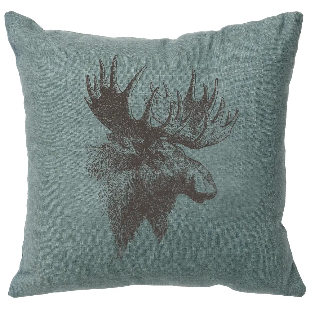Image Pillow - Moose Profile - Linen Ocean