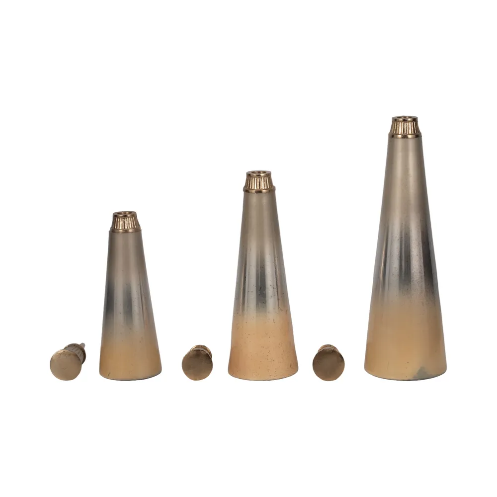 BONDMILL SET OF 3 GOLD GLASS VASES 20 (IN)