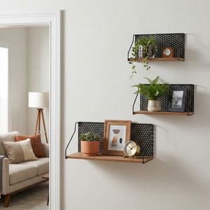 SOLHOLM SET OF 3 BROWN WALL SHELF 9 (IN) 10