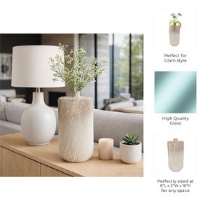 STONEWOOD IVORY GLASS VASE 16 (IN) 11