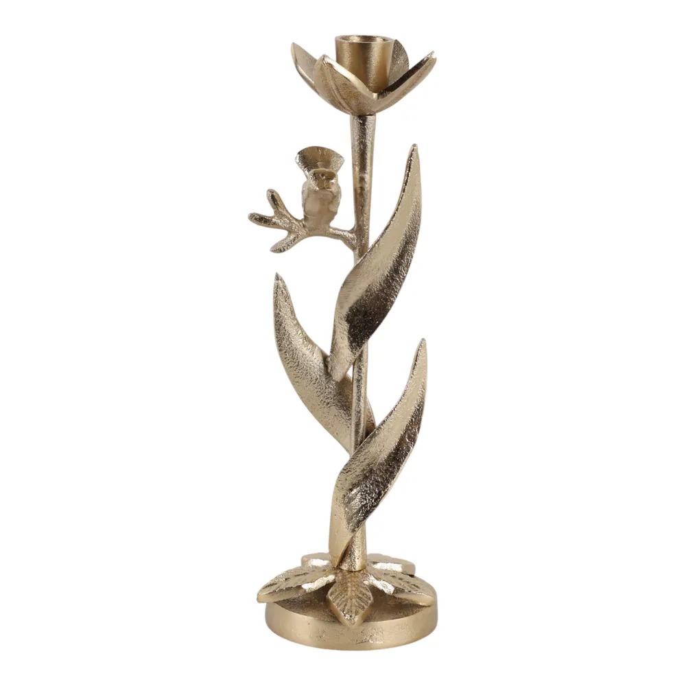 HOLLYMOOR GOLD CANDLE HOLDER 11 (IN)