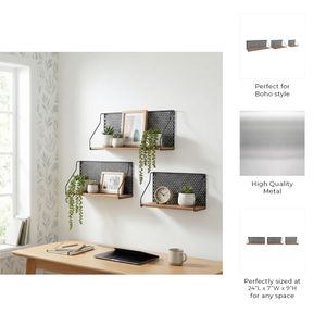 SOLHOLM SET OF 3 BROWN WALL SHELF 9 (IN) 9