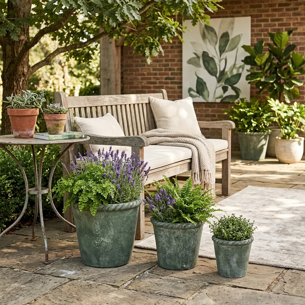 GARLANDPARK SET OF 3 GREEN PLANTER 13 (IN)