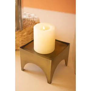 Set of 2 Square Glass Hurricanes with Antique Brass Bases 7