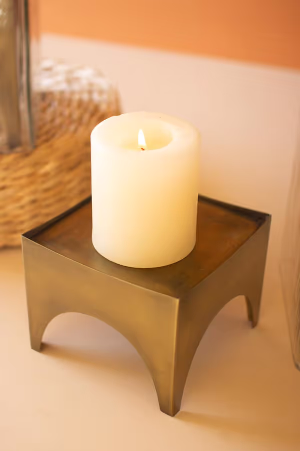 Set of 2 Square Glass Hurricanes with Antique Brass Bases