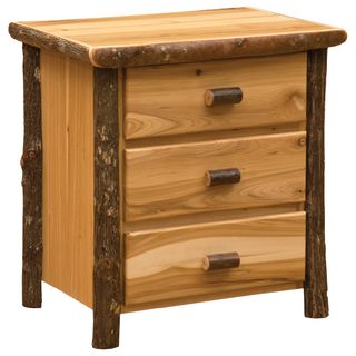 Hickory Log XL Three Drawer Nightstand - Natural