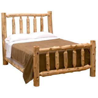 Cedar Log Traditional Bed - Double - Weathered