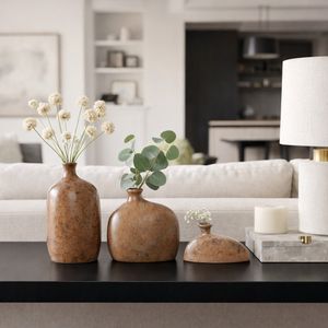 BENTONFIELD SET OF 3 BROWN VASES 9 (IN) 2