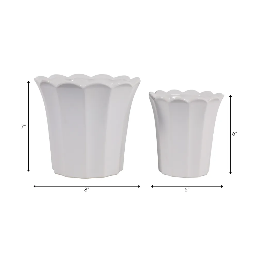 DEANGROVE SET OF 2 WHITE PLANTER 7 (IN)