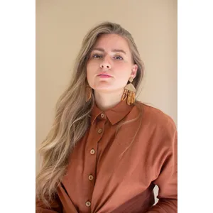 Long-Sleeve Button-Front Dress with Front-Tie Detail / Cinnamon 4