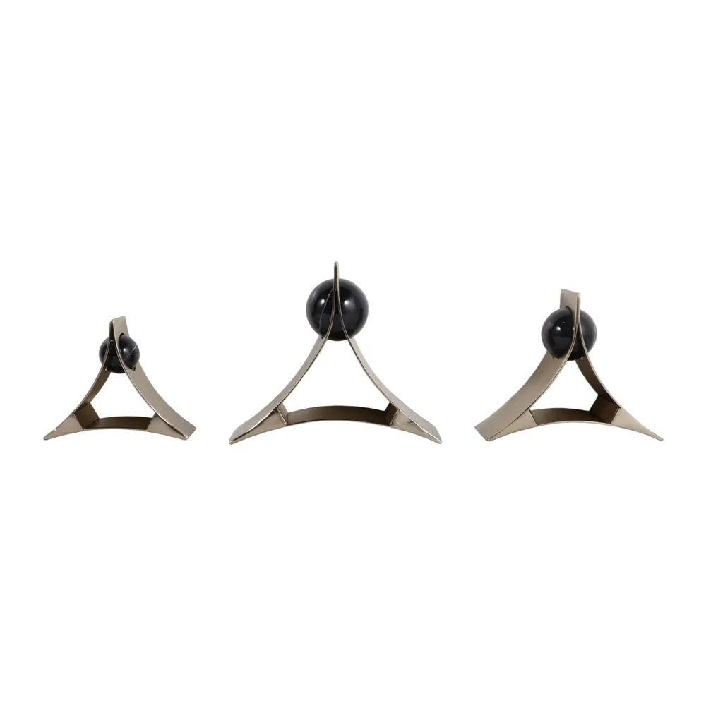 LANDONBROOK SET OF 3 SILVER WALL SCULPTURES 10 (IN)