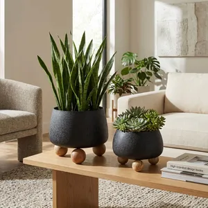 ALBAFIELD SET OF 2 BLACK PLANTER 9 (IN) 2