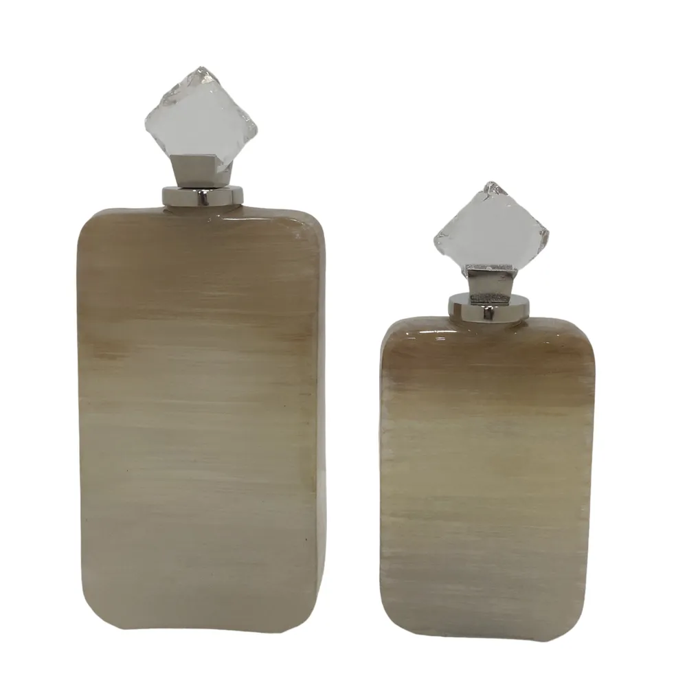 DAMIENMORE SET OF 2 TAN GLASS VASES 16 (IN)