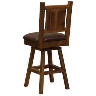Barnwood Swivel Barstool - Upholstered Seat and Back - Premium Fabric
