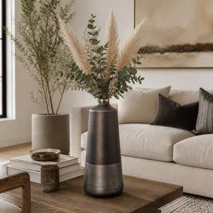 GRISHAMSHAW BRONZE GLASS VASE 21 (IN) 11