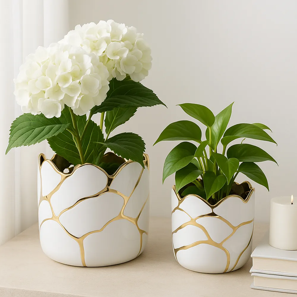 BRIGHTONROSE SET OF 2 WHITE PLANTER 7 (IN)