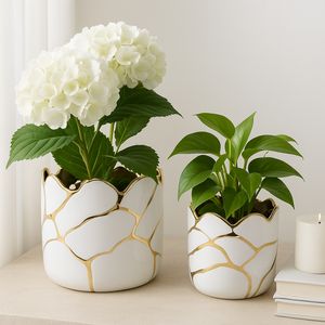 BRIGHTONROSE SET OF 2 WHITE PLANTER 7 (IN) 12