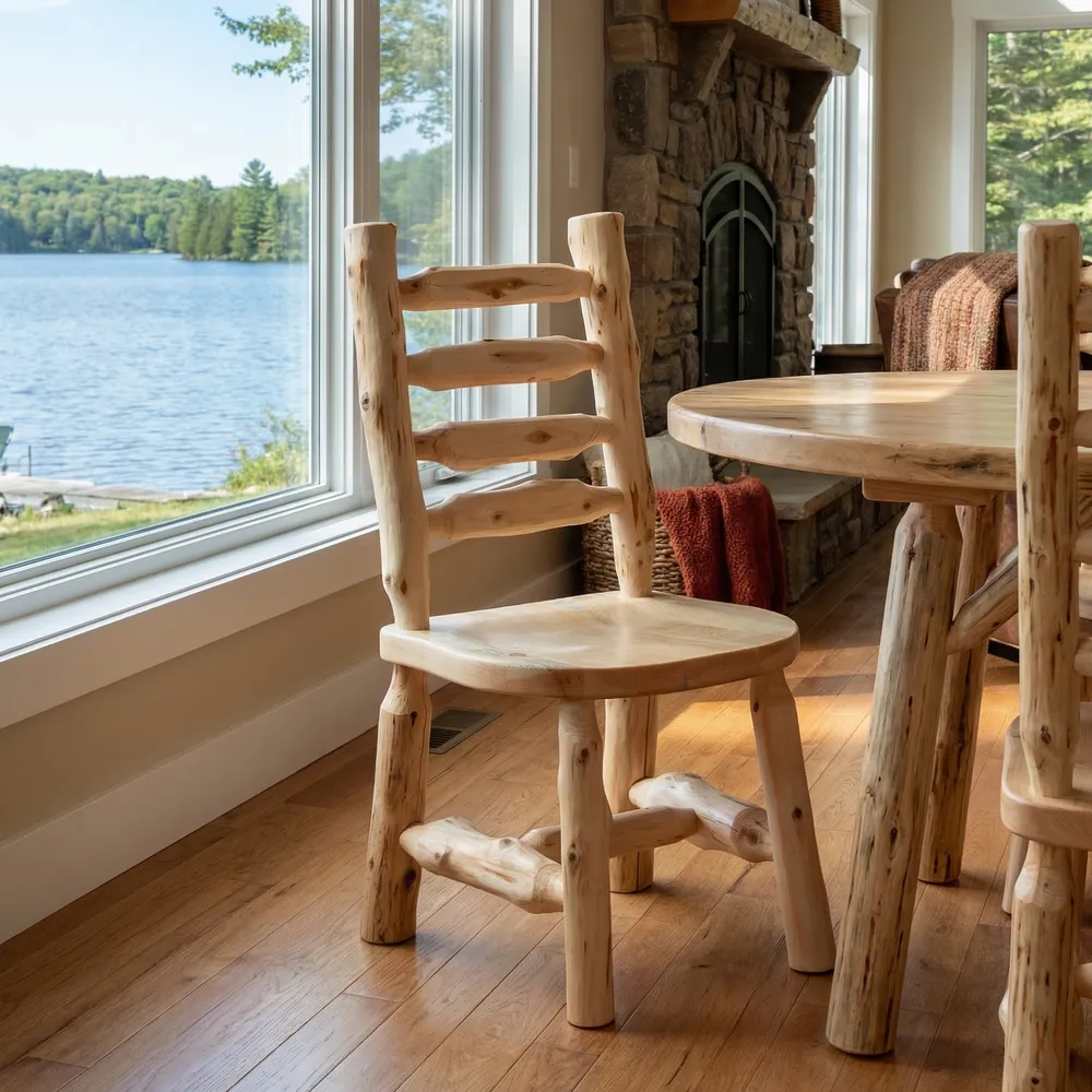 Cedar Ladder-back Log Side Chair - Coffee