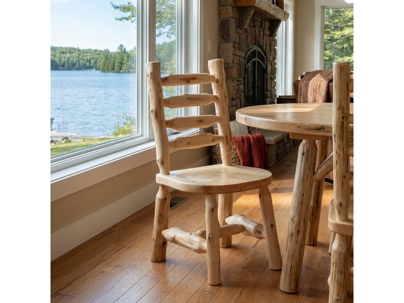 Cedar Ladder-back Log Side Chair - Coffee 1