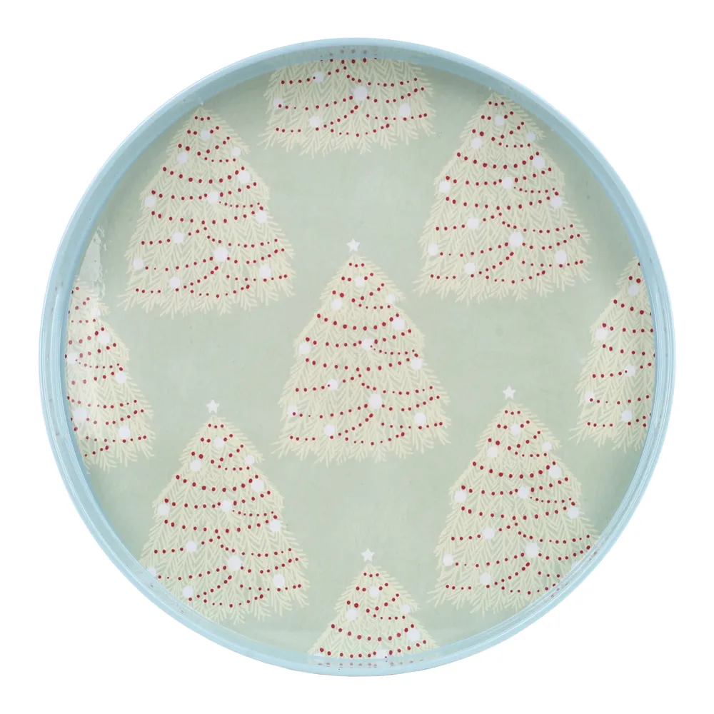 Fir Tree Round Lacquer Serving Tray