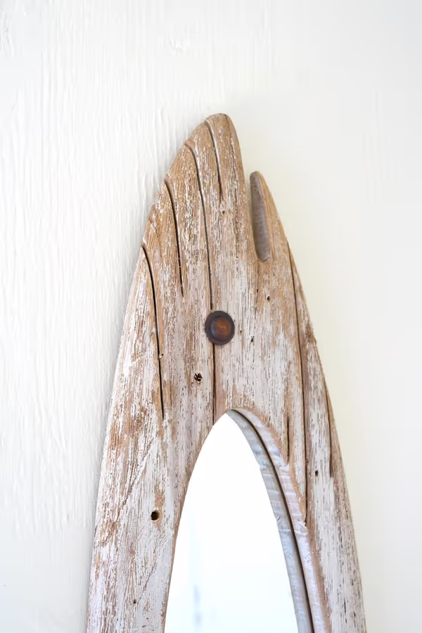 Carved Wooden Fish Mirror