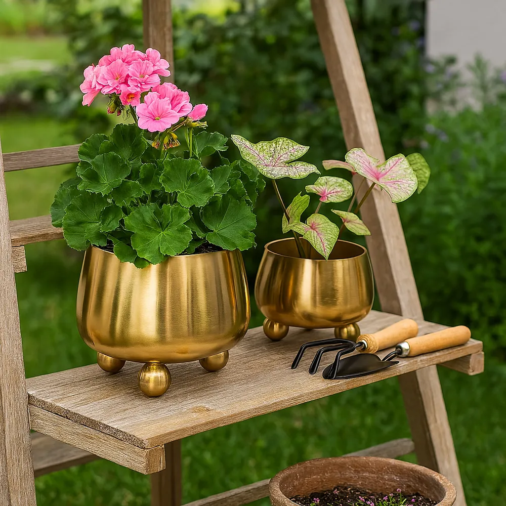 ALBAFIELD SET OF 2 GOLD PLANTER 9 (IN)