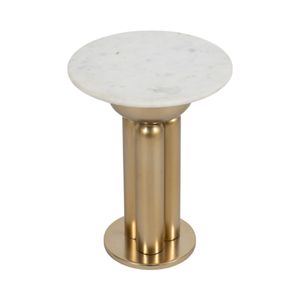 METAL, 22" MARBLE TOP SIDE TABLE, GOLD/WHITE 4