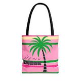 REPEAT PALM TREE CANVAS TOTE - PINK 1