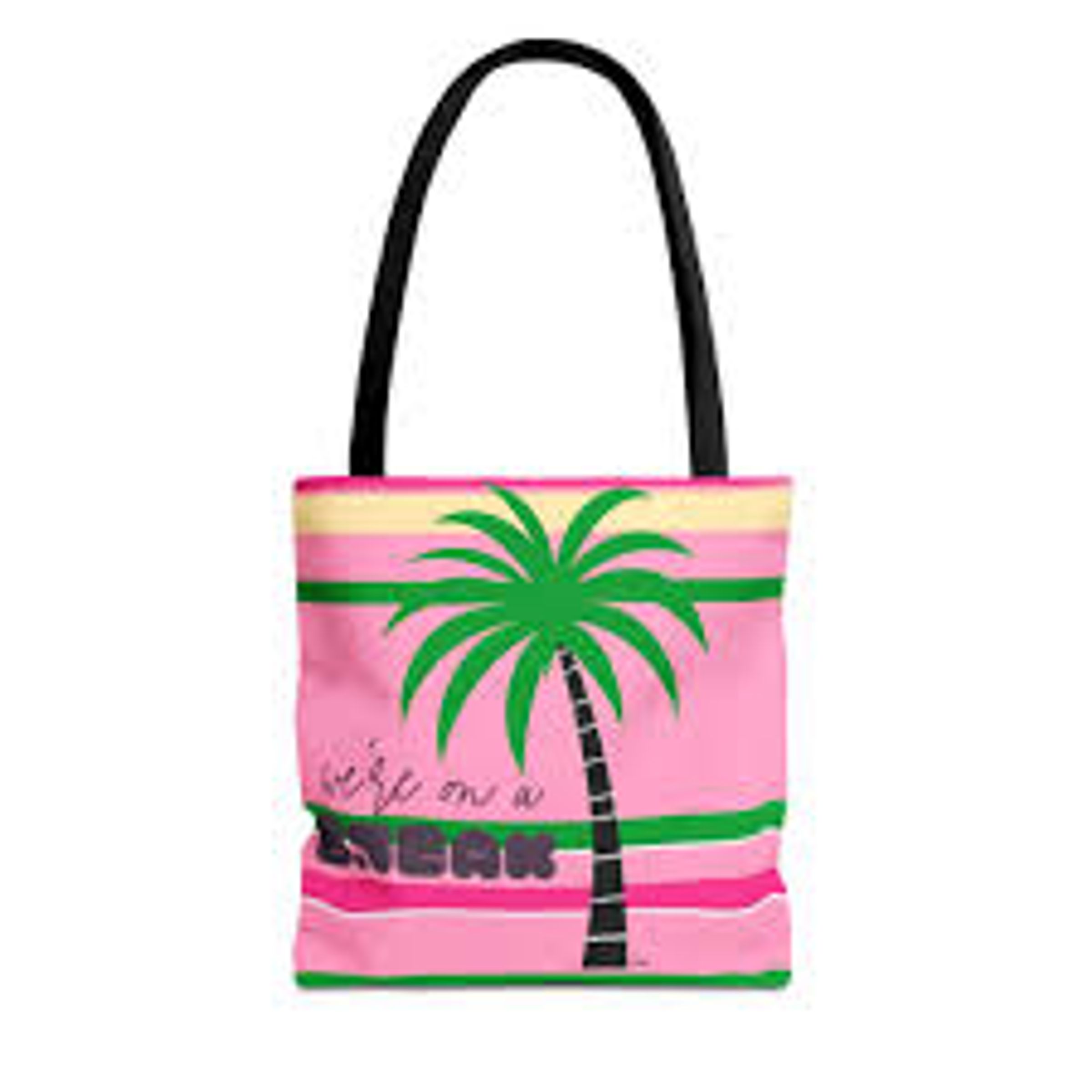 REPEAT PALM TREE CANVAS TOTE - PINK