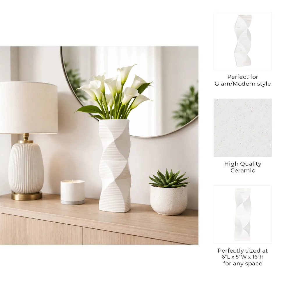 CASEYWAY WHITE VASE 16 (IN)