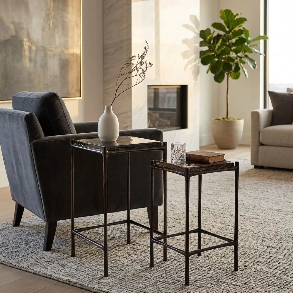 DRAKEROSE SET OF 2 BLACK TABLE 25 (IN)