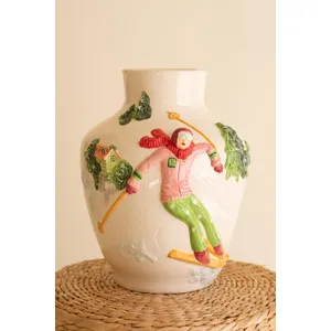 Ceramic Christmas Vase with Skier 5