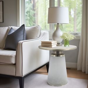 METAL TOP, 18"H NEBULAR SIDE TABLE, FROST 2